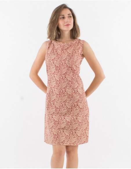 Sleeveless cotton dress and damascus print