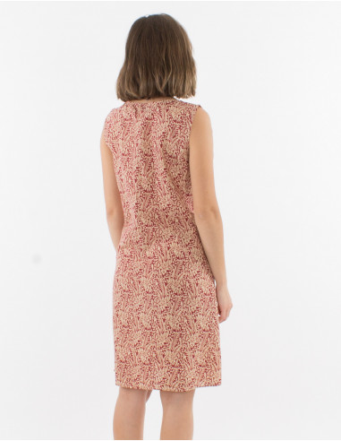 Sleeveless cotton dress and damascus print