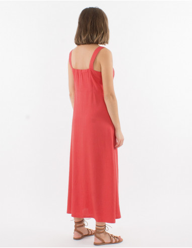 Robe Longue 54% Lin 46% Viscose Bretelle