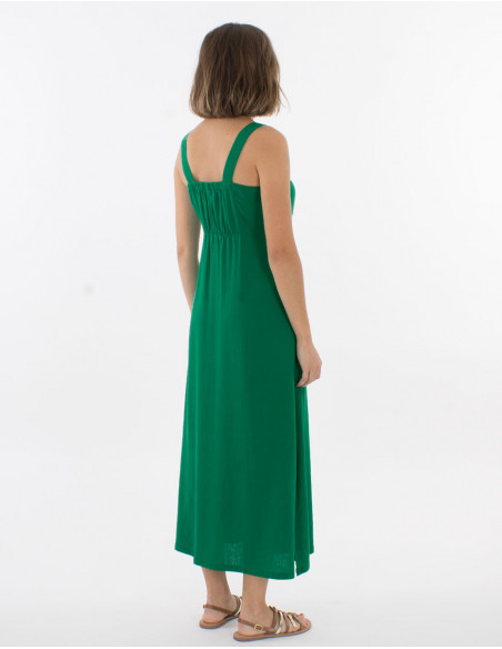 Robe Longue 54% Lin 46% Viscose Bretelle