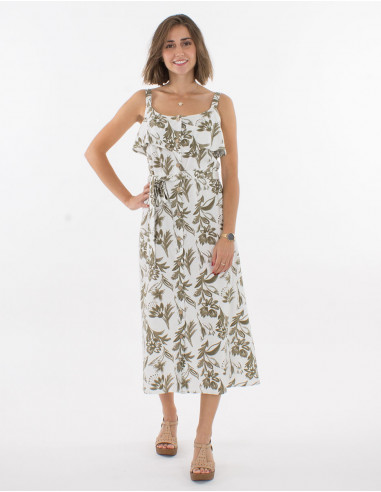 Robe Longue 70% Viscose 30% Lin Bretelle