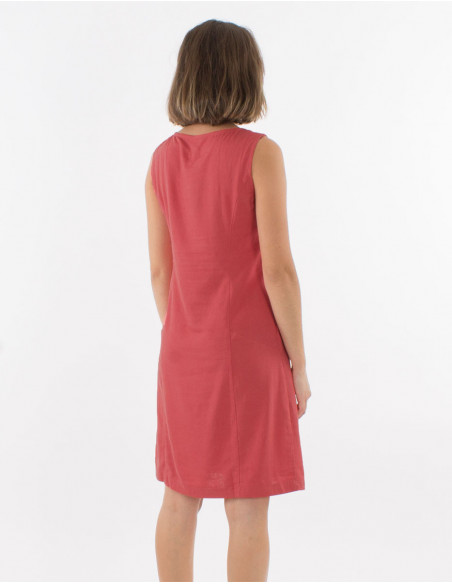 Robe 54% Lin 46% Viscose Sans Manches Av