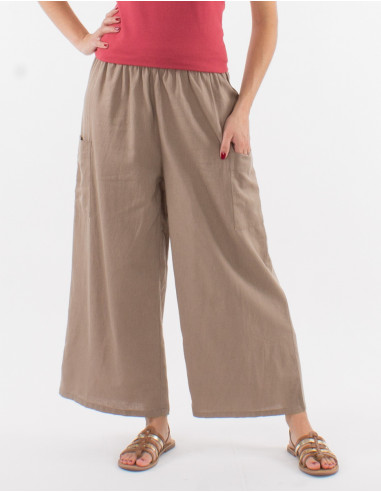 91% cotton 9% linen straight pants and elastic size