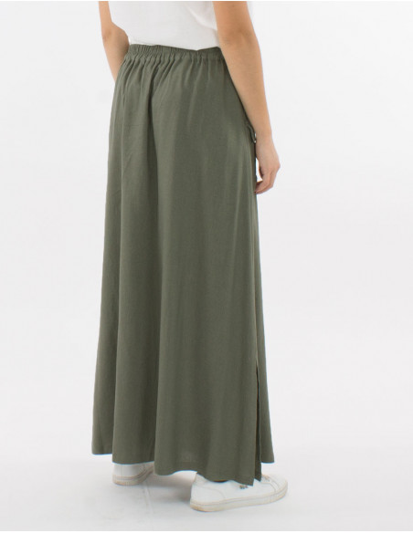 Jupe Longue 54% Lin 46% Viscose Boutonne