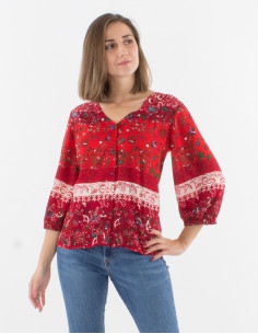 Chemisier Polyester Manches 3/4 Boutonn