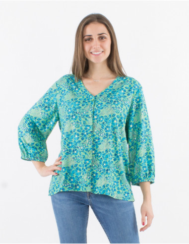 Jaipur print polyester button down blouse