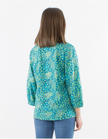 Jaipur print polyester button down blouse