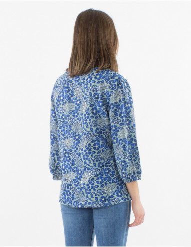 Jaipur print polyester button down blouse