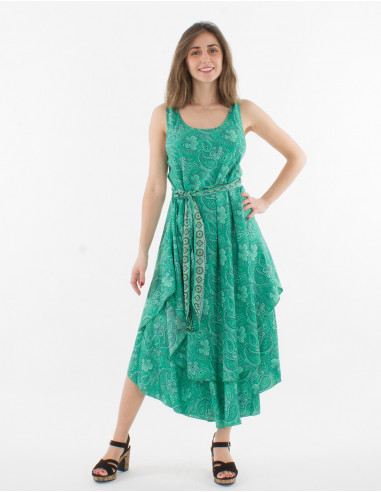 Printed saree polyester maxi dress