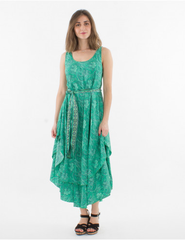Printed saree polyester maxi dress