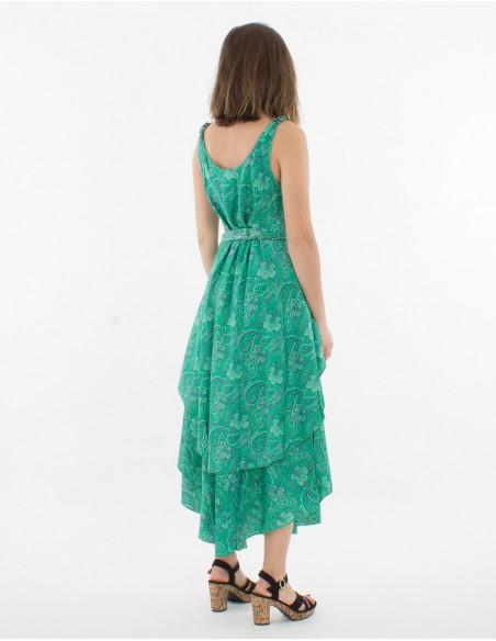 Printed saree polyester maxi dress