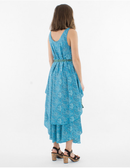 Printed saree polyester maxi dress