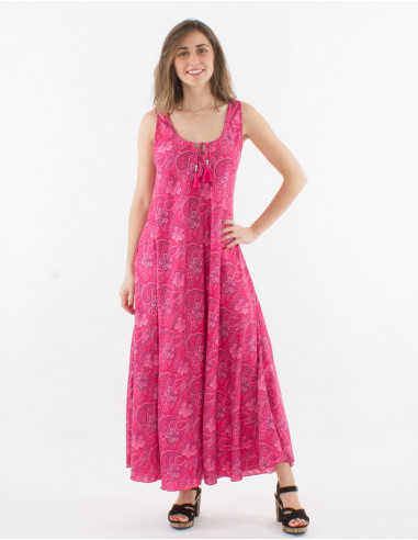 Printed sari polyester maxi dress