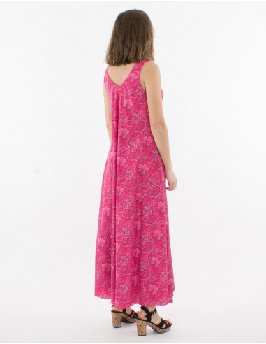 Printed sari polyester maxi dress