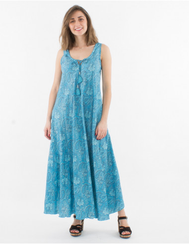Printed sari polyester maxi dress