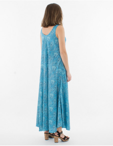 Printed sari polyester maxi dress