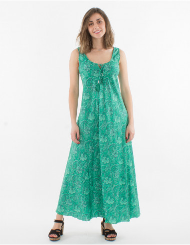 Printed sari polyester maxi dress