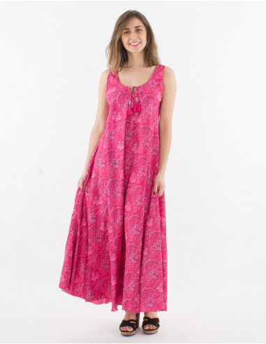 Printed sari polyester maxi dress