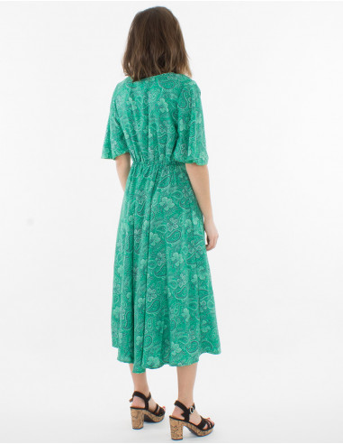 Robe Polyester Manches Courtes Sari Impr