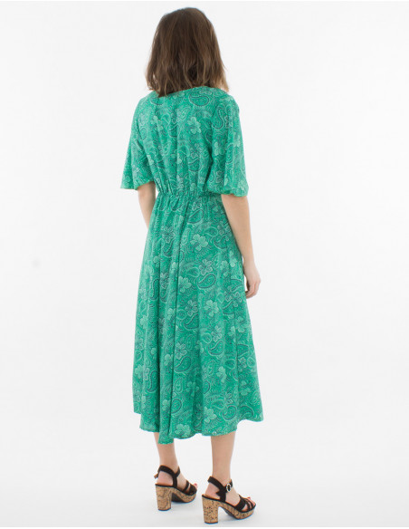 Robe Polyester Manches Courtes Sari Impr