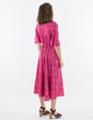 Robe Polyester Manches Courtes Sari Impr