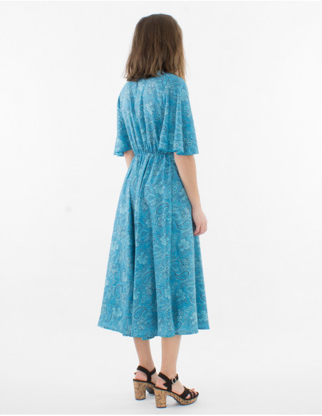 Robe Polyester Manches Courtes Sari Impr