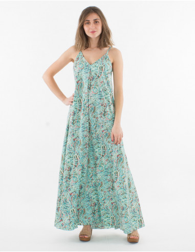 Printed saree long polyester strapless dress