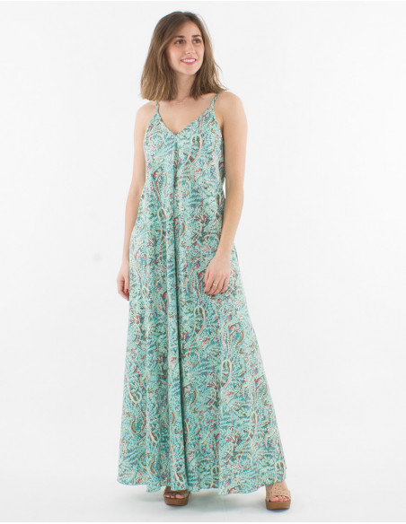 Printed saree long polyester strapless dress