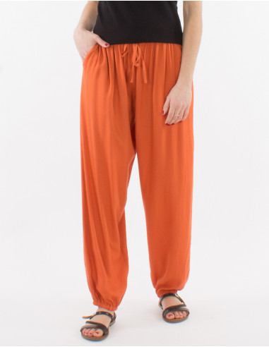 Viscose plain pants with pockets