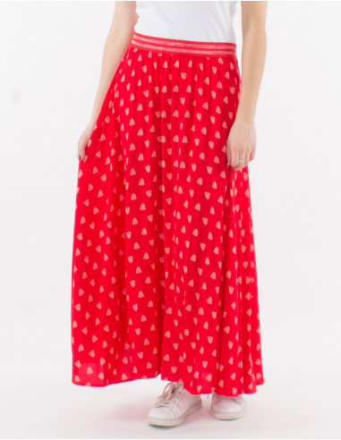 Long viscose elastic size skirt with islande print