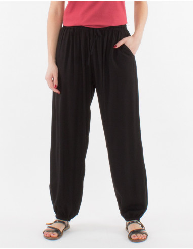 Viscose plain pants with pockets