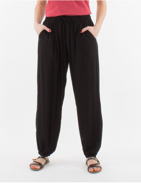 Viscose plain pants with pockets