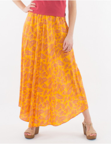 Long viscose skirt with banana print