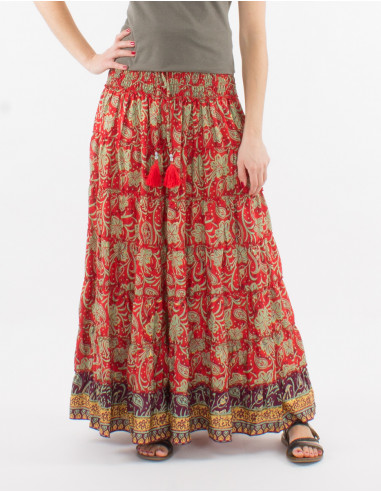 2 in 1 polyester skirt printed saree