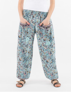 Pantalon Polyester Haut Smocke Sari Impr