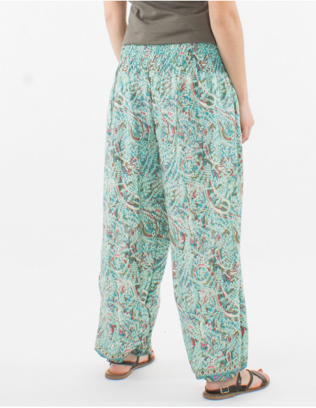 Pantalon Polyester Haut Smocke Sari Impr