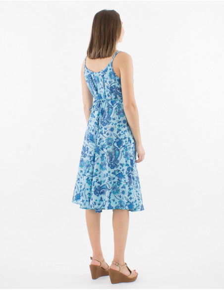 Robe Polyester Bretelles Sari Imprime