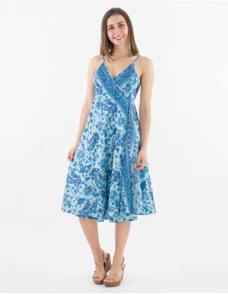 Robe Polyester Bretelles Sari Imprime