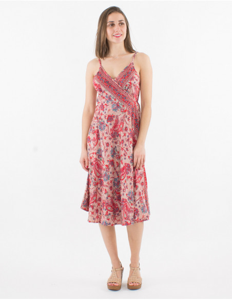 Robe Polyester Bretelles Sari Imprime