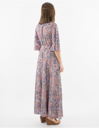 Short sleeve polyester long dress