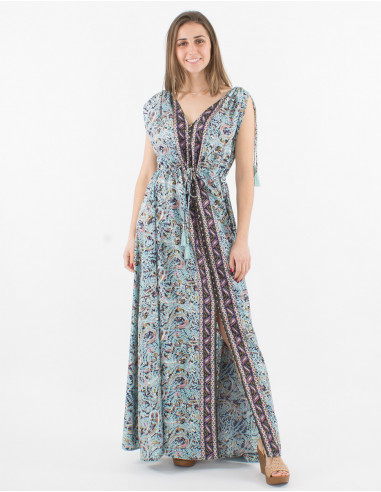 Robe Longue Polyester Sari Imprime