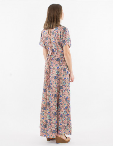 Printed sari polyester maxi dress