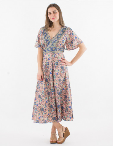 Robe Longue Polyester Manches Courtes Sa