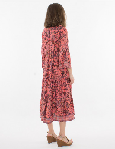 Robe Polyester Bretelles Sari Imprime