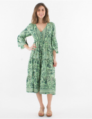 Robe Polyester Bretelles Sari Imprime