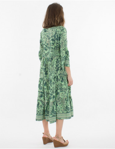 Robe Polyester Bretelles Sari Imprime