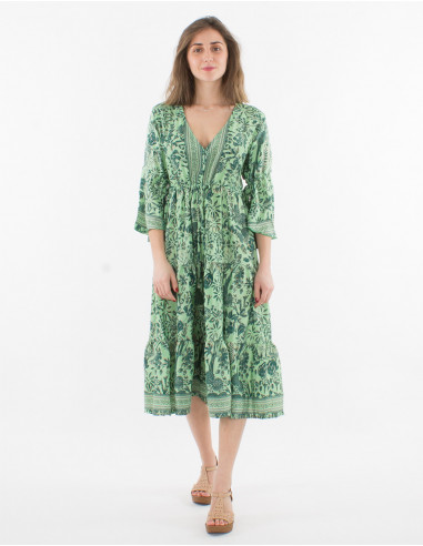 Robe Polyester Bretelles Sari Imprime