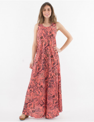 Printed sari polyester maxi dress