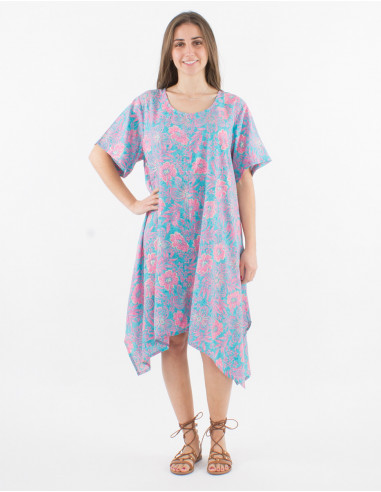 Robe Tunique Polyester Fendue Cote Impr