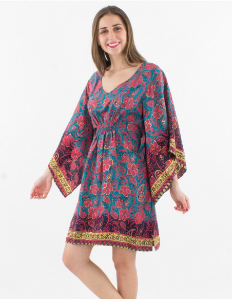 Tunique Kaftan Polyester Sari Imprime